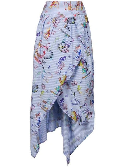 Vivienne Westwood Anglomania Printed Asymmetric Midi Skirt In Multicolour