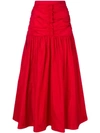 Stella Mccartney Ruched Taffeta Maxi Skirt In Red