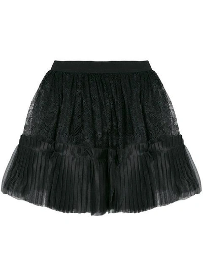 Amen Full Lace Pleated Skirt - Black