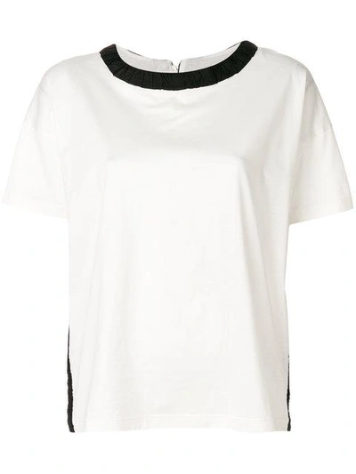 Moncler Contrast Collar T-shirt In White