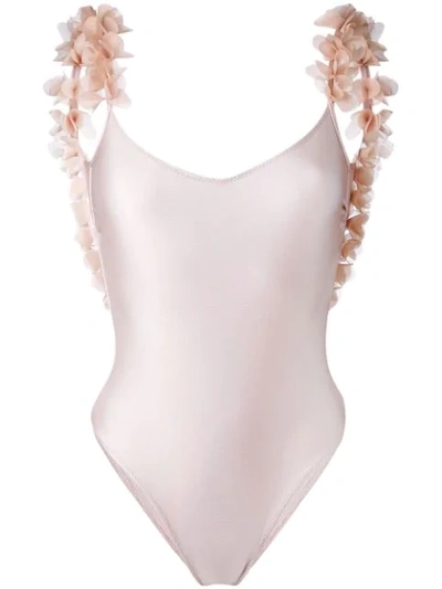 La Reveche Floral Applique Swimsuit In Pink