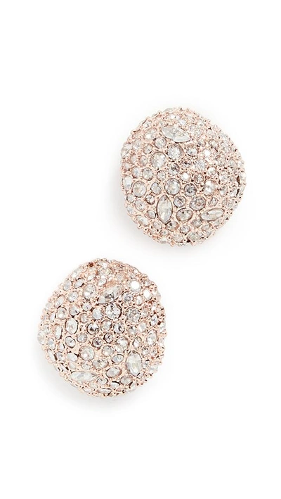 Alexis Bittar Crystal Encrusted Button Stud Earrings In Rose Gold