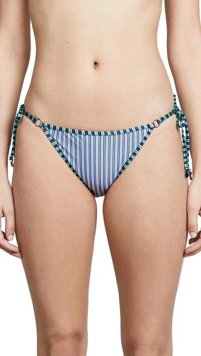 Diane Von Furstenberg Ring Cheeky Bikini Bottoms In Carlton Stripe