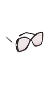 Karen Walker Mary Sunglasses In Black/pink Tint