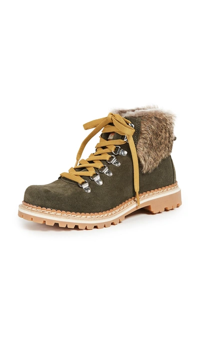 Montelliana Camelia Hiker Boots In Green/natural