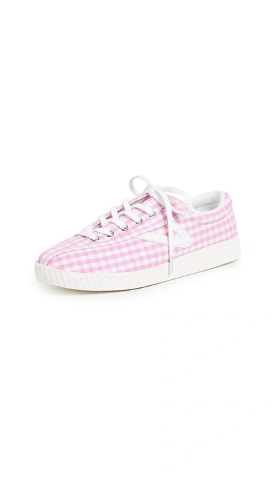 Tretorn Nylite Gingham Sneakers In Light Pink/vintage White