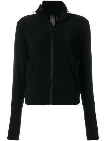 Norma Kamali Striped Sleeve Zip-up In Black