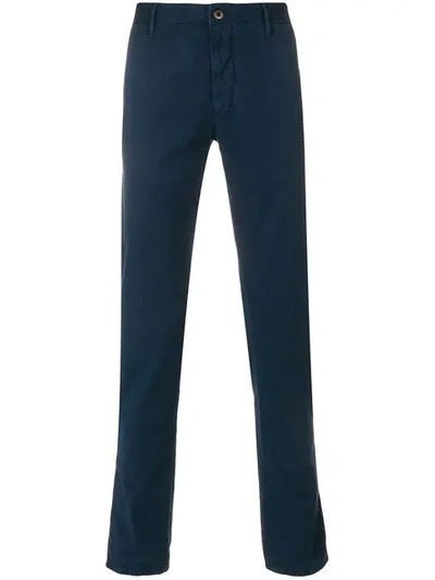 Incotex Straight-leg Contrast-stiching Jeans In Blu