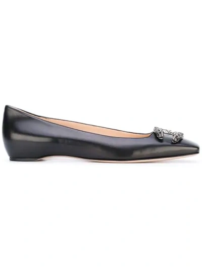 Gucci Dionysus Leather Ballet Flats In Black