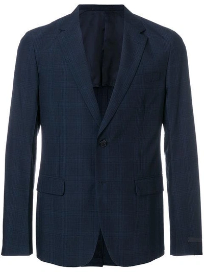 Prada Classic Checked Blazer In Blue