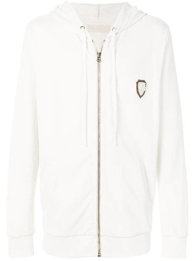 Ih Nom Uh Nit Embroidered Zipped Hoodie In White