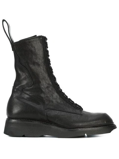 Julius Midi Combat Boots In Black
