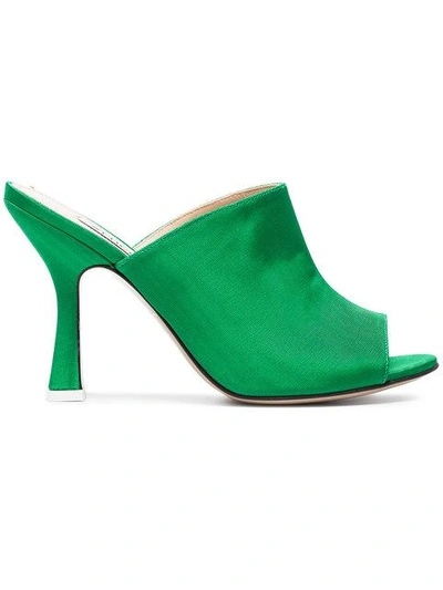 Attico Pamela Mule Shoes In Green Silk Leather