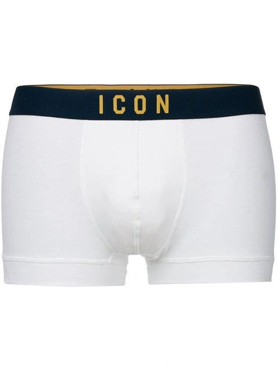 Dsquared2 Underwear ”icon” Elastic Band Boxer Briefs In White