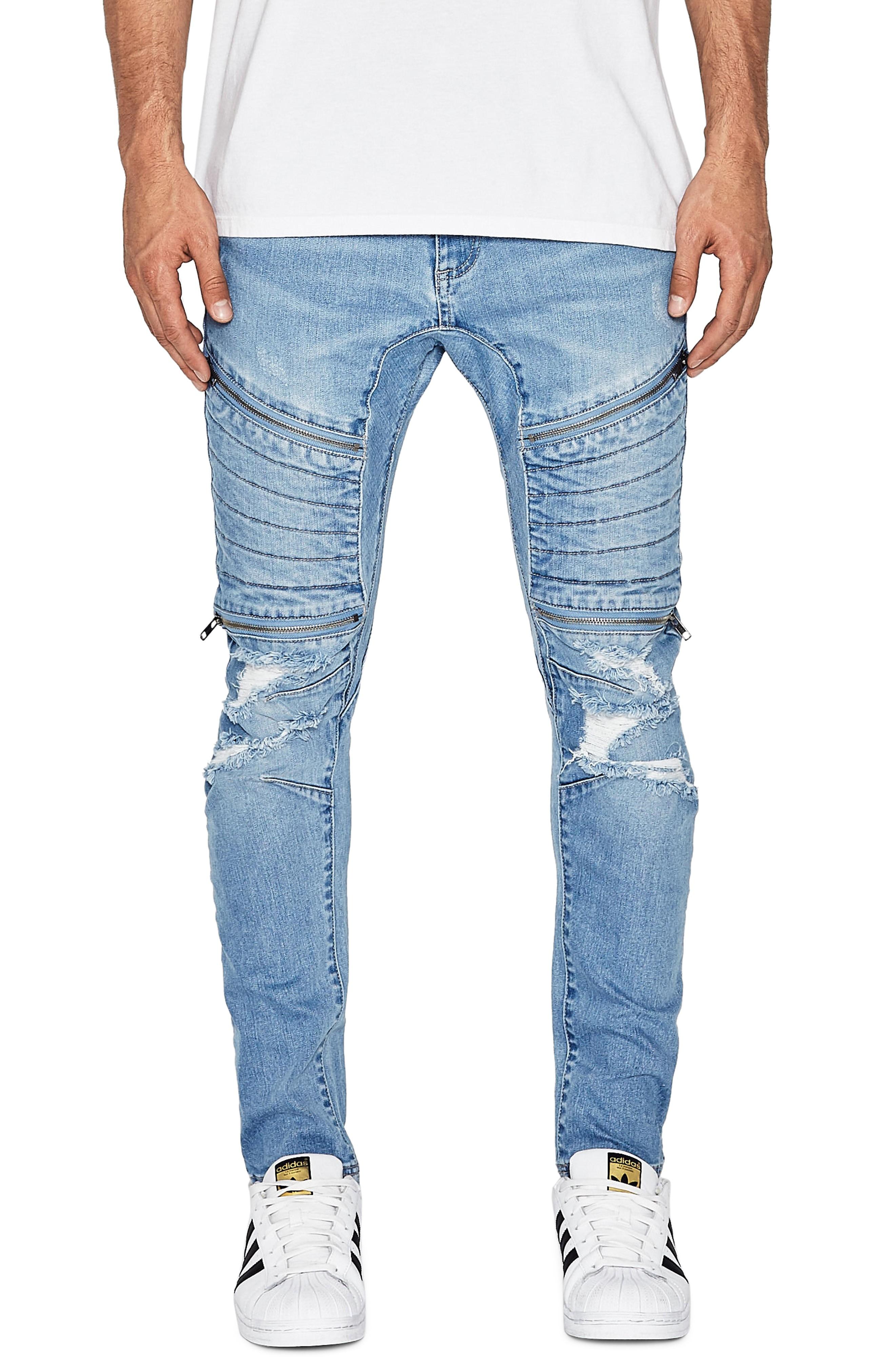 Nxp Vengeance Skinny Moto Jeans In Nevada Blue | ModeSens