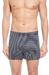 Hanro Sporty Stripe Cotton Boxers In Marine Grey Stripe