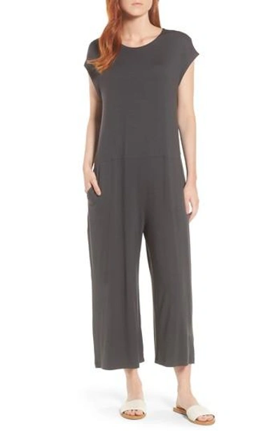 Eileen Fisher Cropped Wide Leg Jumpsuit In Graphite