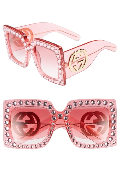 Gucci 57mm Square Sunglasses In Pink/ Pink