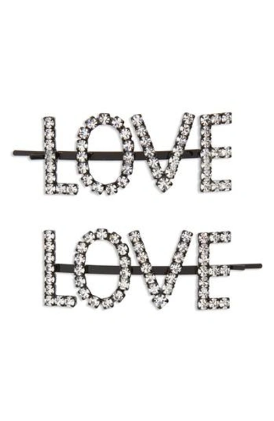 Ashley Williams Love Set Of 2 Crystal Bobby Pins In Clear