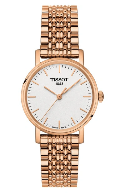 Tissot Everytime Bracelet Watch, 30mm In White/rose Gold