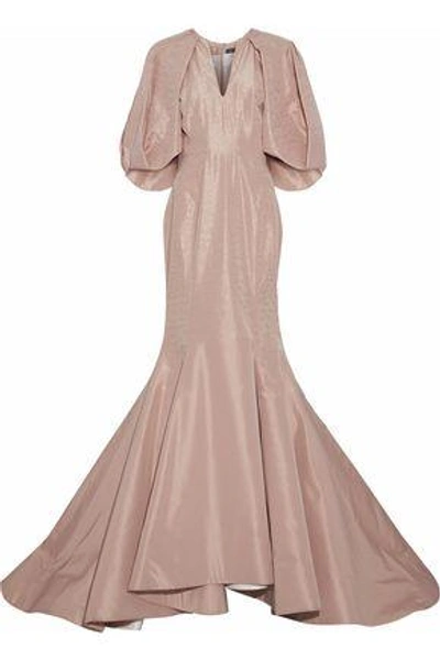 Zac Posen Woman Fluted Satin-jacquard Gown Blush