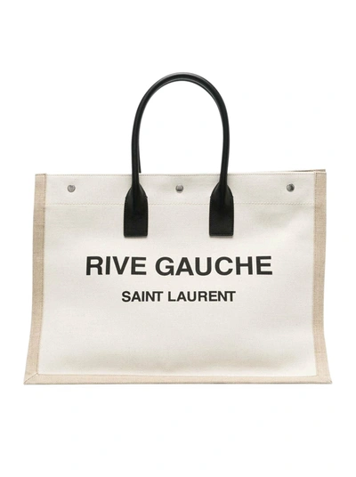 Saint Laurent Rive Gauche Printed Tote Bag In Grey