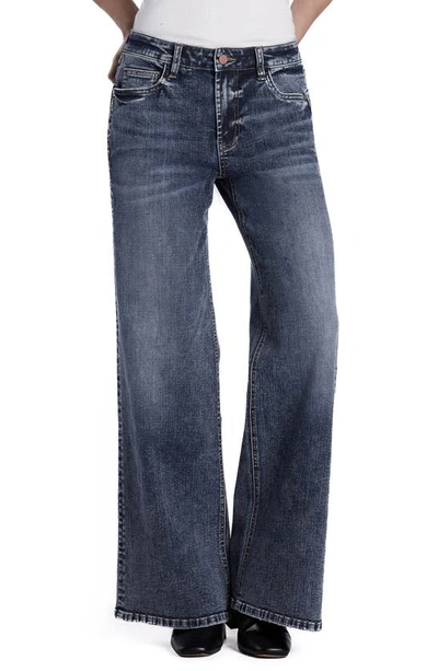 Hint Of Blu Happy Go Lucky Wide Leg Jeans In Lucky Blue