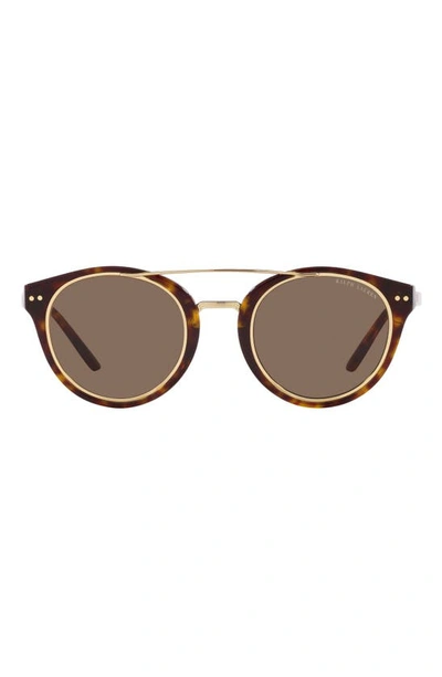 Ralph Lauren 49mm Round Sunglasses In Dark Havana/ Brown