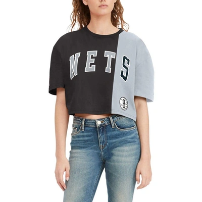 Tommy Jeans Black/white Brooklyn Nets Betsy Relaxed Crop T-shirt