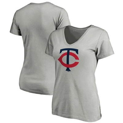 Fanatics Branded Heathered Gray Minnesota Twins Core Official Logo V-neck T-shirt
