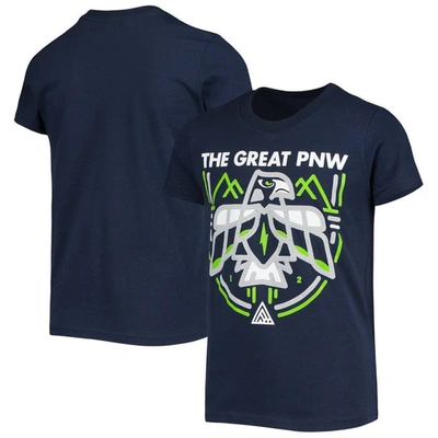 The Great Pnw Kids' Youth  College Navy Seattle Seahawks Hawk T-shirt