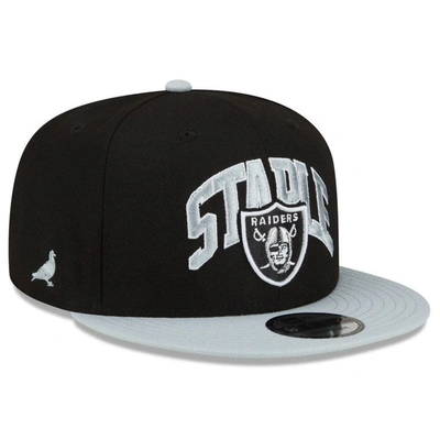New Era X Staple New Era Black/gray Las Vegas Raiders Nfl X Staple Collection 9fifty Snapback Adjustable Hat