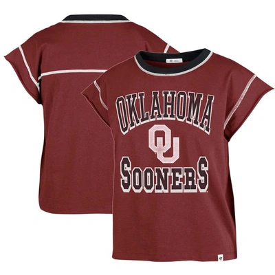 47 ' Crimson Oklahoma Sooners Sound Up Maya Cutoff T-shirt