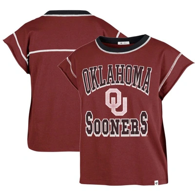 47 Brand '47 Crimson Oklahoma Sooners Sound Up Maya Cutoff T-shirt