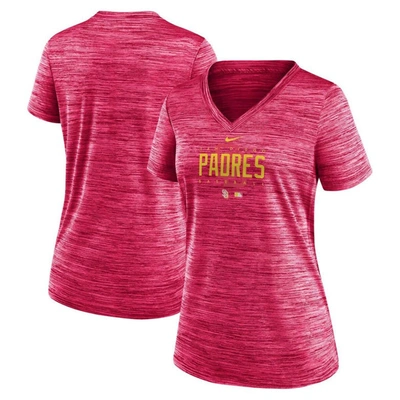 Nike Pink San Diego Padres City Connect Velocity Practice Performance V-neck T-shirt