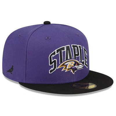 New Era X Staple New Era Purple/black Baltimore Ravens Nfl X Staple Collection 59fifty Fitted Hat