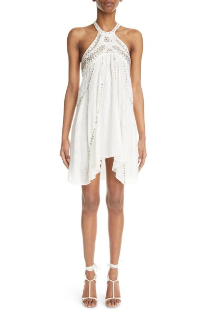 Isabel Marant Ofra Beaded Halter Neck Silk Dress In White | ModeSens
