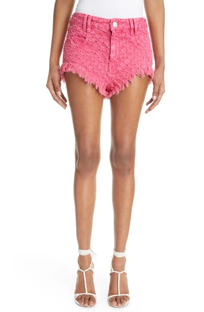 Isabel Marant Aneida Cotton Eyelet Cutoff Denim Shorts In Pink