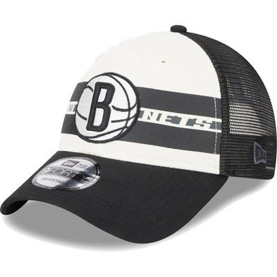 New Era Brooklyn Nets Black Stripes 9forty Trucker Snapback Hat