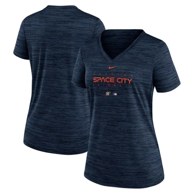 Nike Navy Houston Astros City Connect Velocity Practice Performance V-neck T-shirt