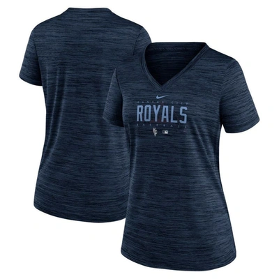 Nike Navy Kansas City Royals City Connect Velocity Practice Performance V-neck T-shirt