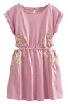 Mini Boden Kids' Cutout Appliqué Cotton Dress In Almond Pink