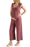 Cache Coeur Canyon Organic Cotton Gauze Maternity/nursing Jumpsuit In Plum