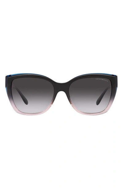 Emporio Armani 55mm Gradient Cat Eye Sunglasses In Grad Grey