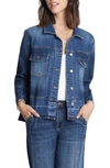 Wash Lab Denim Step Up Raw Hem Denim Jacket In Chill Blue Dark