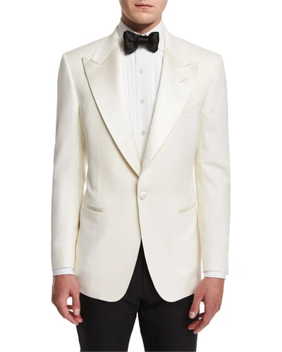 Tom Ford Shelton Base Wool-mohair Cardigan Dinner Jacket In White