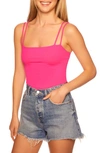 Susana Monaco Double String Tank Top In Pink Glo