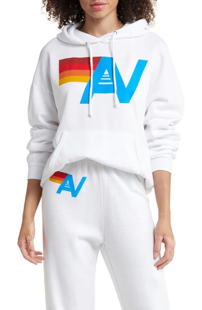 Aviator Nation Logo Graphic Hoodie In White