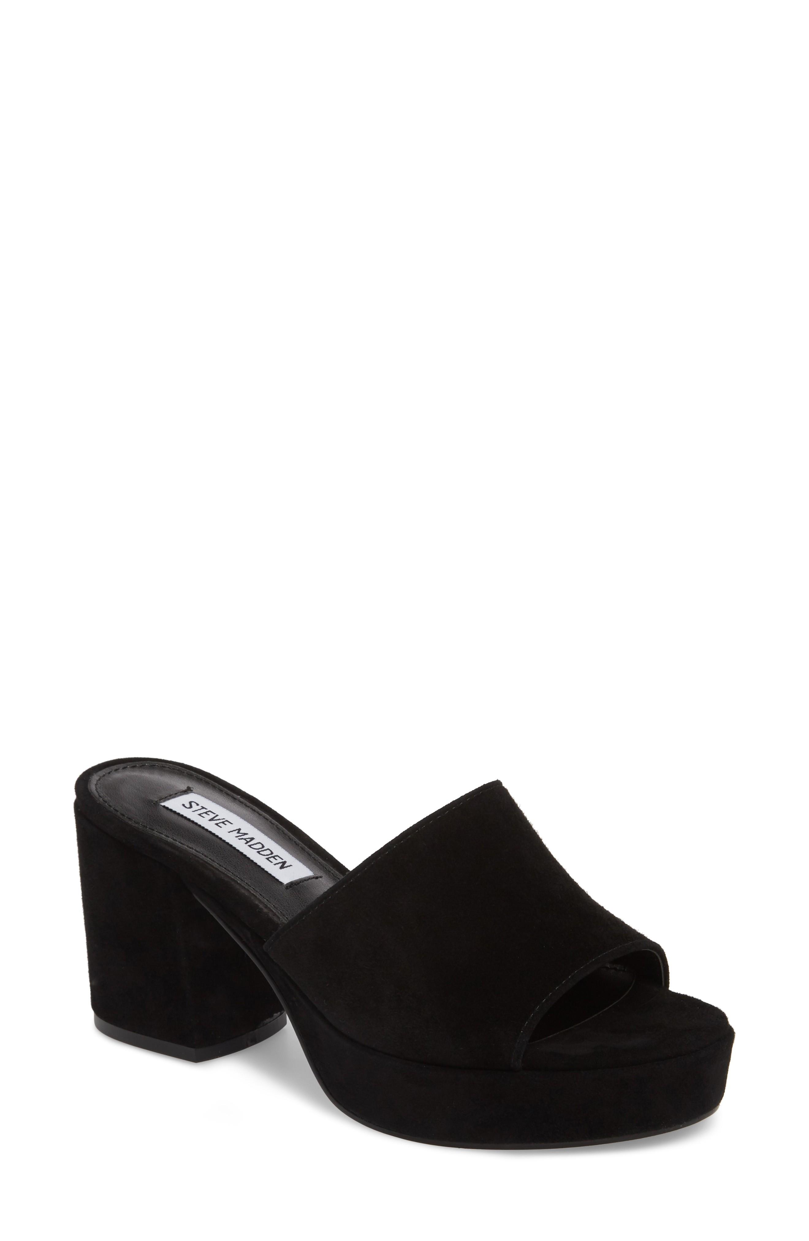 steve madden black suede mules