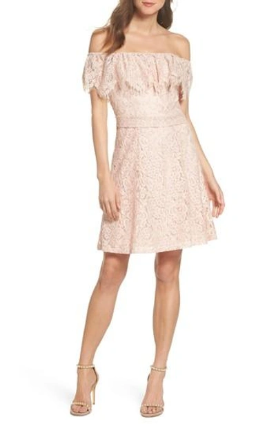 Julia Jordan Off The Shoulder Lace Dress In Dusty Pink